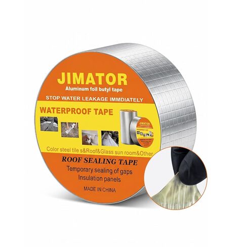 Butyl Waterproof Tape, 2 inch x16 feet Aluminum Foil Tape, Butyl Sealant Tape for RV Roofs, Boats, and Pipes, and for Glass & EPDM Roof Leak Patching, Silver in Kuwait