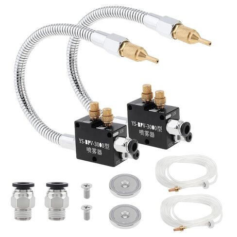 Mist Coolant Lubrication Spray System YS-BPV-300 for Milling & Engraving Machine, 1/4" and 8mm Air Inlet Hose Connector, Cutting Cooling Mister, Pack of 2 in Kuwait