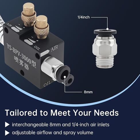 Mist Coolant Lubrication Spray System YS-BPV-300 for Milling & Engraving Machine, 1/4" and 8mm Air Inlet Hose Connector, Cutting Cooling Mister, Pack of 2 in Kuwait