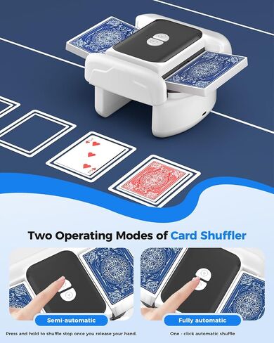 Automatic Card Shuffler for 1-2 Decks, One-Click Shuffling and Manual Mode, Portable Rechargeable (2600mAh) – Compatible with Poker, UNO, Bridge, Spades, Card Games for Dad Gifts in Kuwait