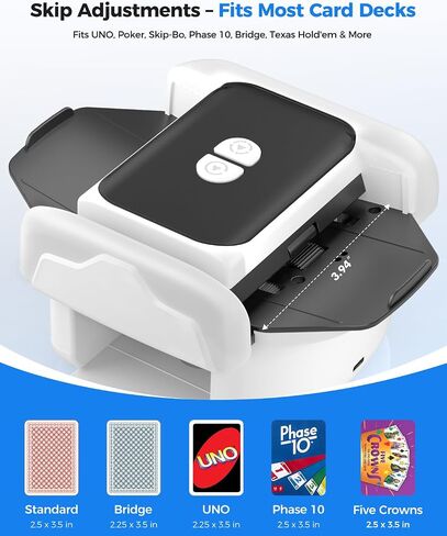 Automatic Card Shuffler for 1-2 Decks, One-Click Shuffling and Manual Mode, Portable Rechargeable (2600mAh) – Compatible with Poker, UNO, Bridge, Spades, Card Games for Dad Gifts in Kuwait