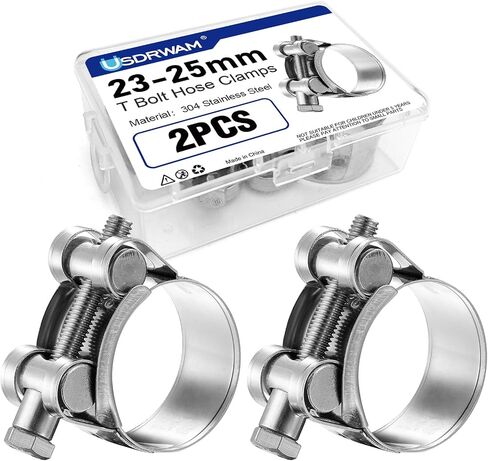 2 حزمة من مشابك خرطوم T-Bolt مقاس 17-19 مم، 304 مشابك خرطوم شديدة التحمل من الفولاذ المقاوم للصدأ لإصلاح السيارات والصناعية والسباكة in Saudi Arabia