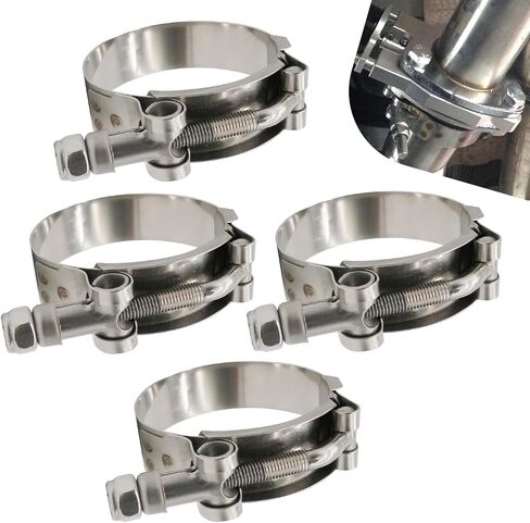4 PCS 97mm-105mm T-Bolt Radiator Hose Clamps, Heavy Duty Stainless Steel Tube Clamp Range 3.82"-4.13", Adjustable T-Bolt Turbo Pipe Intercooler, Bandwidth 19mm (Silver) in Kuwait