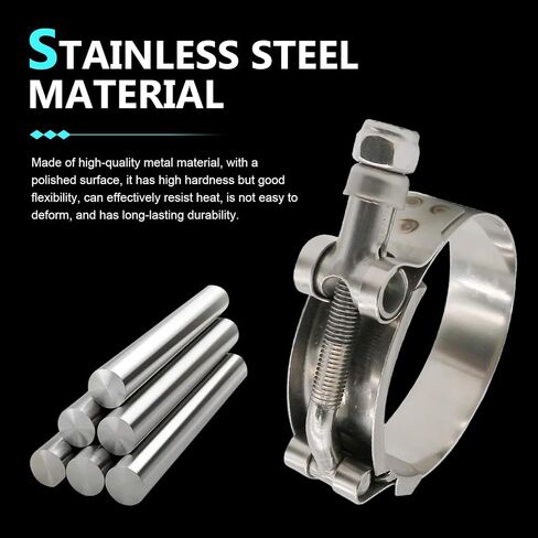 4 PCS 97mm-105mm T-Bolt Radiator Hose Clamps, Heavy Duty Stainless Steel Tube Clamp Range 3.82"-4.13", Adjustable T-Bolt Turbo Pipe Intercooler, Bandwidth 19mm (Silver) in Kuwait