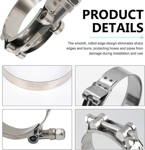 4 PCS 97mm-105mm T-Bolt Radiator Hose Clamps, Heavy Duty Stainless Steel Tube Clamp Range 3.82"-4.13", Adjustable T-Bolt Turbo Pipe Intercooler, Bandwidth 19mm (Silver) in Kuwait
