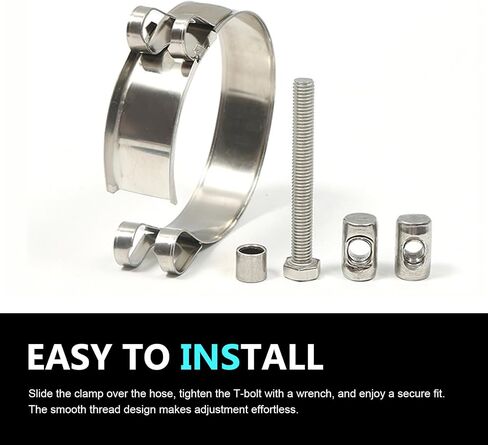 4 PCS 97mm-105mm T-Bolt Radiator Hose Clamps, Heavy Duty Stainless Steel Tube Clamp Range 3.82"-4.13", Adjustable T-Bolt Turbo Pipe Intercooler, Bandwidth 19mm (Silver) in Kuwait