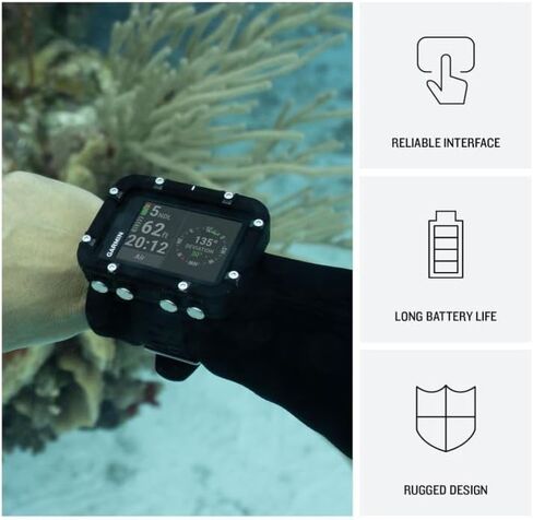 Garmin Descent X30، كمبيوتر الغوص القوي، نظام تحديد المواقع السطحي، أزرار التحكم، شاشة ملونة نابضة بالحياة مقاس 2.4 بوصة، عمر بطارية يصل إلى 30 ساعة مع حزمة Wearable4U PowerBank in Kuwait