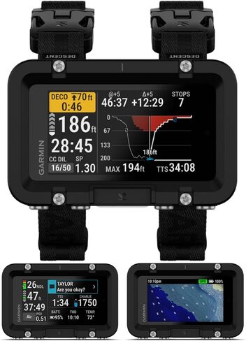 Garmin Descent X50i، كمبيوتر غوص ممتاز، شاشة لمس 3 بوصات، تصنيف غوص 20 ATM، أزرار مقاومة للتسرب، نظام تحديد المواقع السطحي، بوصلة غوص مع حزمة بنك الطاقة Wearable4U in Kuwait