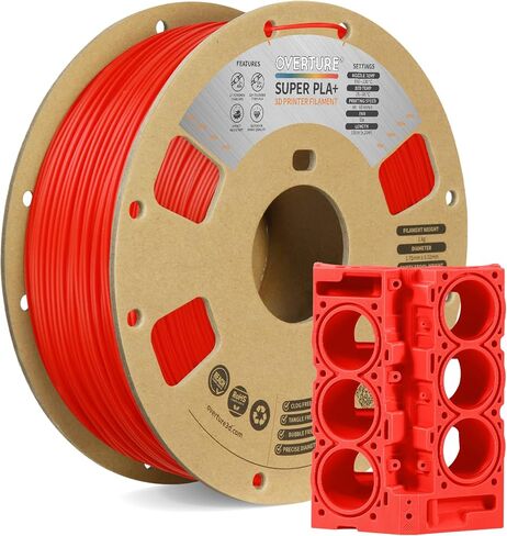 OVERTURE PLA Plus (PLA+) خيوط 1.75 مم، أقوى وأكثر متانة، خيوط طابعة ثلاثية الأبعاد ذات متانة احترافية 1 كجم (2.2 رطل)، دقة عالية +/- 0.02 مم، خالية من التشابك (أسود) in Saudi Arabia
