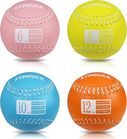 SYNGUCK Weighted Softballs Set of 4/6 - Training Softballs to Increase Pitching Speed, Arm Strength & Accuracy for Softball Players, Coaches & Athletes (4) in Kuwait