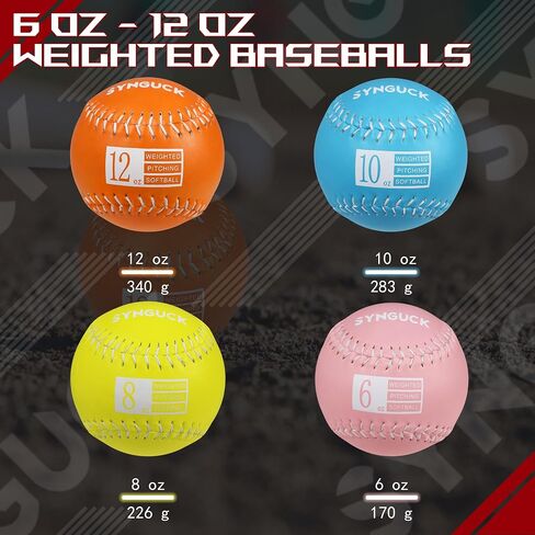 SYNGUCK Weighted Softballs Set of 4/6 - Training Softballs to Increase Pitching Speed, Arm Strength & Accuracy for Softball Players, Coaches & Athletes (4) in Kuwait