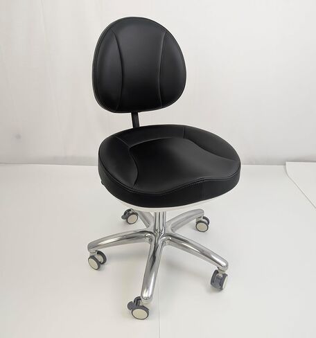 Heavy Duty Dental Assistant Stool Chair | 360° Adjustment Ring, Locking Rubber Casters,Ergonomic Backrest & Arm Support, Adjustable Height, For Salon, Beauty & Tattoo in Kuwait