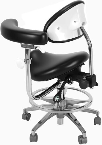 Saddle Rolling Stool with Armrest & Wheels Comfortable Dental Mobile Saddle Chair with Back Support for Dentist Salon Tattoo in Kuwait