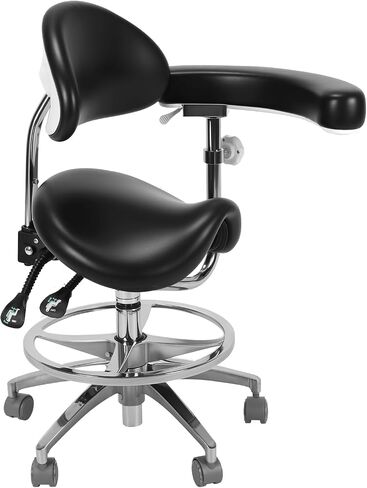 Saddle Rolling Stool with Armrest & Wheels Comfortable Dental Mobile Saddle Chair with Back Support for Dentist Salon Tattoo in Kuwait