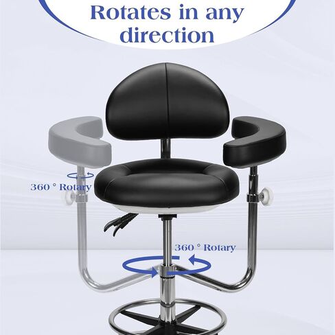 Dental Assistant Chair PU Leather Ergonomic Rolling Chair with Rotatable Armrest Height Adjustable Dental Stool for Clinics Tattoo Home and Laboratory in Kuwait