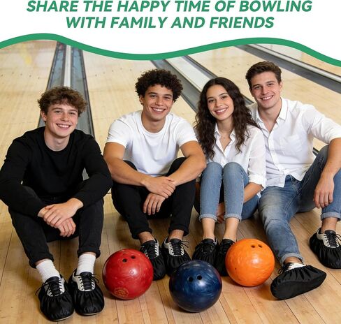 2 Pairs Waterproof Bowling Shoe Covers, Non-Slip with Thickened Sole for Indoor & Outdoor Use, Men and Women Shoe Protector, Black, Suitble for 9-12 Yard (Men) in Kuwait