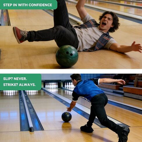 2 Pairs Waterproof Bowling Shoe Covers, Non-Slip with Thickened Sole for Indoor & Outdoor Use, Men and Women Shoe Protector, Black, Suitble for 9-12 Yard (Men) in Kuwait
