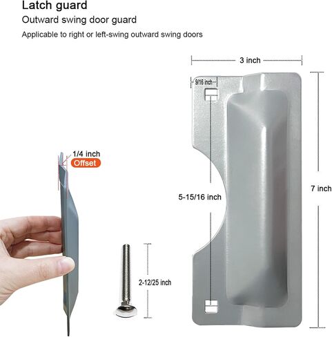 Latch Guard Plate Cover – Protect Against Forced Entry, Steel Latch Guard Plate Cover for Out-Swinging Doors, Latch Shield, Front Door Security Device, Easy to Install, 3 in. x 7 in in Kuwait
