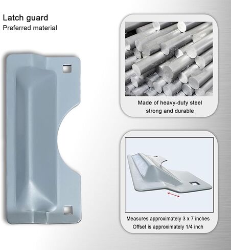 Latch Guard Plate Cover – Protect Against Forced Entry, Steel Latch Guard Plate Cover for Out-Swinging Doors, Latch Shield, Front Door Security Device, Easy to Install, 3 in. x 7 in in Kuwait