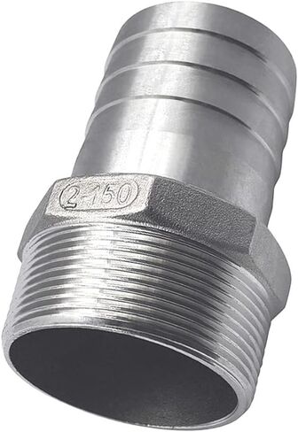 2" (50mm) Hose Barb to 2" NPT Male Thread, Hexagonal Stainless Steel Pagoda Joint Water Pipe Hardware for Industrial Hose & Irrigation, 2-Pack in Kuwait