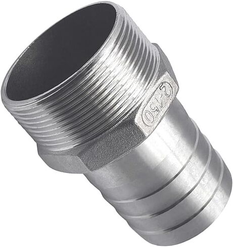 2" (50mm) Hose Barb to 2" NPT Male Thread, Hexagonal Stainless Steel Pagoda Joint Water Pipe Hardware for Industrial Hose & Irrigation, 2-Pack in Kuwait