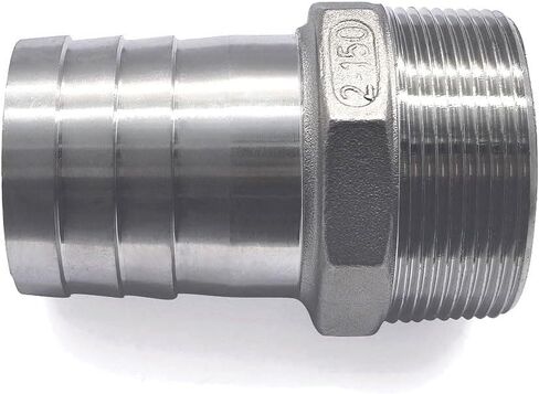 2" (50mm) Hose Barb to 2" NPT Male Thread, Hexagonal Stainless Steel Pagoda Joint Water Pipe Hardware for Industrial Hose & Irrigation, 2-Pack in Kuwait