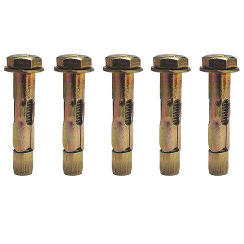 5Pcs M10x100mm Carbon Steel Hex Expansion Bolts, External Hex Nut Sleeve Anchor Screws, Heavy Duty Expansion Fasteners for Concrete, Brick, Block Walls, Anti-Corrosion Anchors in Kuwait