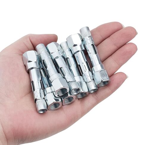 25 Pcs M10x40mm Metal Expansion Bolts, Carbon Steel Zinc Plated Anchors with #14 Socket, Heavy Duty Wall Fasteners for Concrete Brick Stone in Kuwait