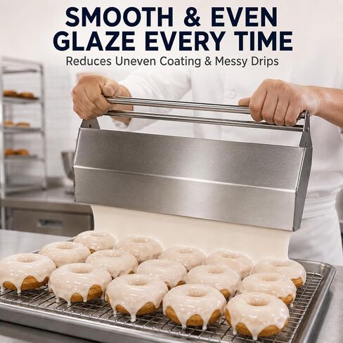 Stainless Steel Donut Glazing Dipper 17-Inch, Food-Grade 316 Stainless Steel with 2mm Thick Heavy-Duty Construction, Commercial Donut Icing Spoon for Even Glaze Coating in Donut Shops & Bakeries in Kuwait