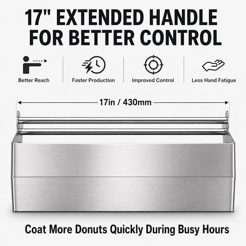 Stainless Steel Donut Glazing Dipper 17-Inch, Food-Grade 316 Stainless Steel with 2mm Thick Heavy-Duty Construction, Commercial Donut Icing Spoon for Even Glaze Coating in Donut Shops & Bakeries in Kuwait