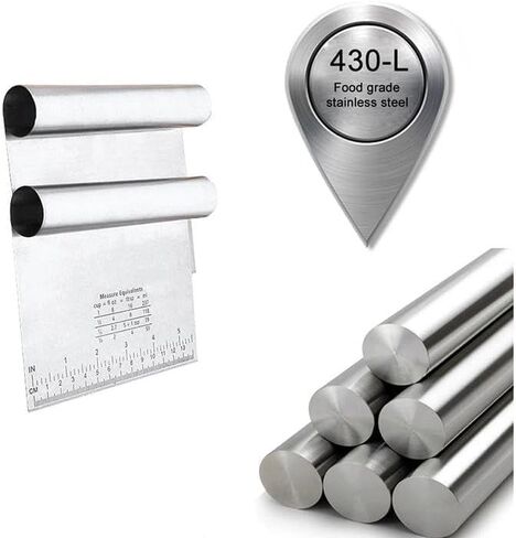 Professional Stainless Steel Dough Scraper with Measuring Scale, Mirror Polished, 5.9x4.7 Inch, Multipurpose Pastry Cutter for Bread, Cake, Pizza in Kuwait