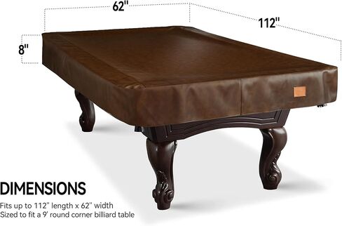 Heavy Duty Leatherette Billiard Pool Table Cover, Waterproof & Tearproof Cover for Pool Table 7/8/9FT 9Feet-Coffee in Kuwait