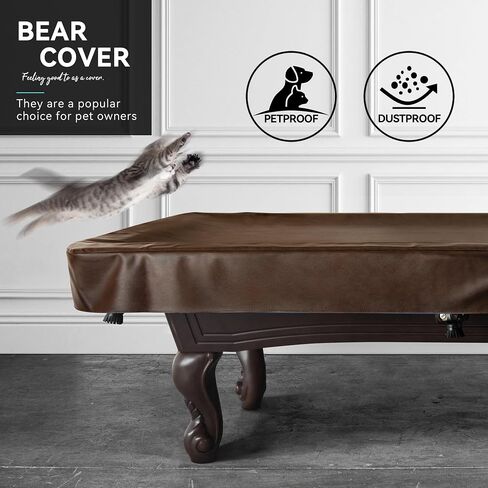 Heavy Duty Leatherette Billiard Pool Table Cover, Waterproof & Tearproof Cover for Pool Table 7/8/9FT 9Feet-Coffee in Kuwait