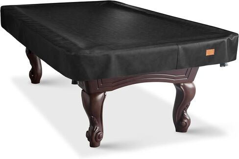 Heavy Duty Leatherette Billiard Pool Table Cover, Waterproof & Tearproof Cover for Pool Table 7/8/9FT (Black/Faux Lambskin, 9FT-(112"LX 62"WX 8“H)) in Kuwait