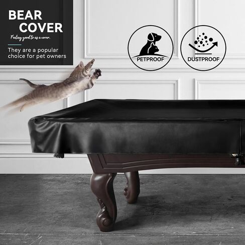 Heavy Duty Leatherette Billiard Pool Table Cover, Waterproof & Tearproof Cover for Pool Table 7/8/9FT (Black/Faux Lambskin, 9FT-(112"LX 62"WX 8“H)) in Kuwait