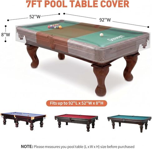 Oreenym Pool Table Cover 7FT, Billiard Tables Cover with Storage Pocket | Heavy Duty 600D Oxford, Waterproof & UV Resistant, Tear & Scratch Resistant, Easy to Clean in Kuwait