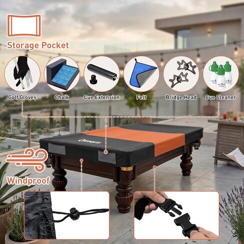 Oreenym Pool Table Cover 7FT, Billiard Tables Cover with Storage Pocket | Heavy Duty 600D Oxford, Waterproof & UV Resistant, Tear & Scratch Resistant, Easy to Clean in Kuwait