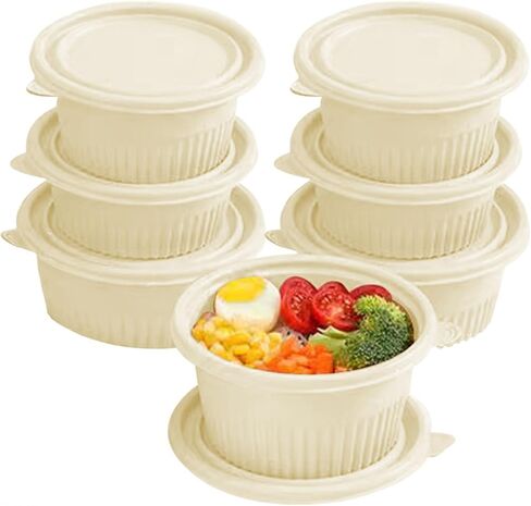 30 Pack,16 oz Round Biodegradable Containers Compostable to gocontainers,Meal Prep Containers disposable, Reusable Take Out Containers, Microwave Freezer Safe in Kuwait