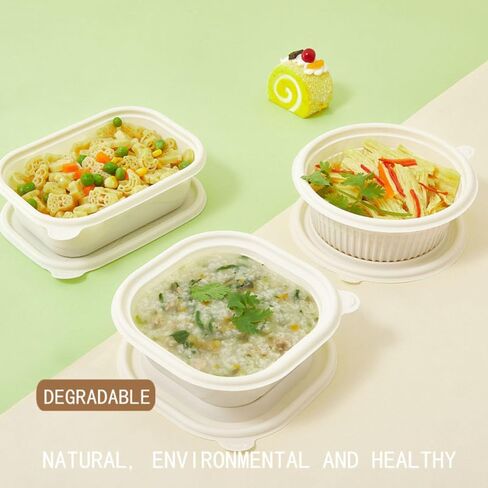 30 Pack,16 oz Round Biodegradable Containers Compostable to gocontainers,Meal Prep Containers disposable, Reusable Take Out Containers, Microwave Freezer Safe in Kuwait