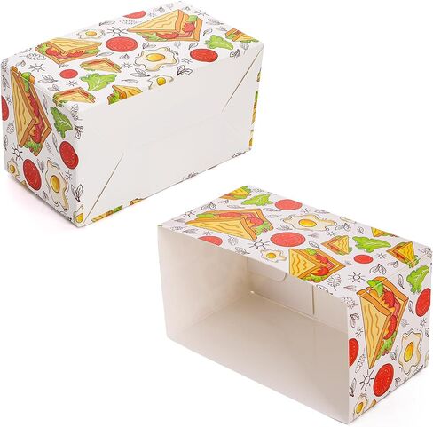 Dicunoy 100 PCS Disposable Sandwich Paper Boxes, Egg Sandwich Take Out Containers, Mini Burger Boxes Toast Holding Bread Tray for French Fries, Craft Dessert, Waffle, Pastry, Food Truck Business in Saudi Arabia