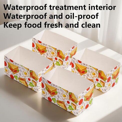 Dicunoy 100 PCS Disposable Sandwich Paper Boxes, Egg Sandwich Take Out Containers, Mini Burger Boxes Toast Holding Bread Tray for French Fries, Craft Dessert, Waffle, Pastry, Food Truck Business in Saudi Arabia