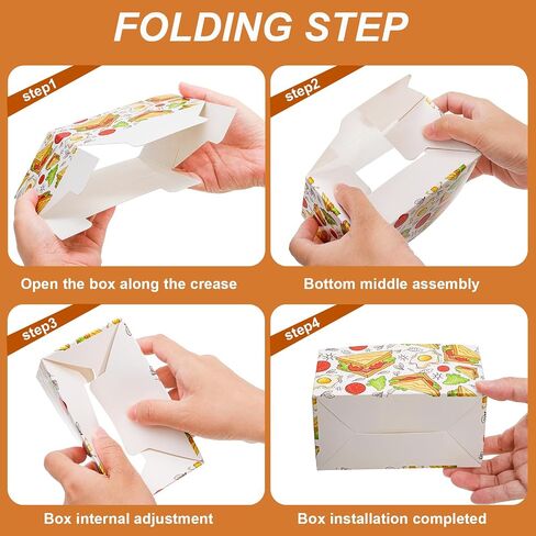 Dicunoy 100 PCS Disposable Sandwich Paper Boxes, Egg Sandwich Take Out Containers, Mini Burger Boxes Toast Holding Bread Tray for French Fries, Craft Dessert, Waffle, Pastry, Food Truck Business in Saudi Arabia