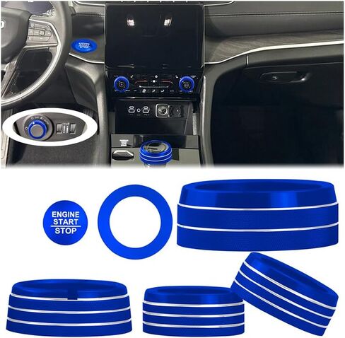 لجيب 2022-2025 Grand Cherokee/Grand Cherokee 4xe/Grand Cherokee L Car Interior 6 قطع ، مفتاح التحول ، تعديل تكييف الهواء ، مقبض مفتاح المصابيح الأمامية ، غطاء زر البدء/الحلقة (أحمر) in Kuwait