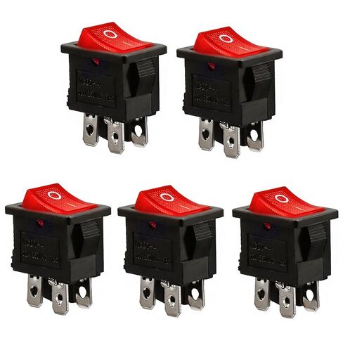Murtenze 5 Pcs On/Off Rocker Switch, 4 Pin 2 Position Snap Toggle Power Switch 12V 110V 250V KCD1 for Car Auto Boat (Green) in Kuwait