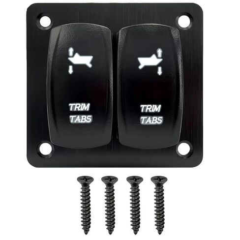 Trim Tabs Rocker Switch Panel 12V/20A 24V/10A Momentary 7 Pin DPDT 3 Position (ON)-Off-(ON) 2 Gang Waterproof Trim Toggle Switch Panel for Marine Boat Console, DC Motor Reverse Control (Blue) in Kuwait