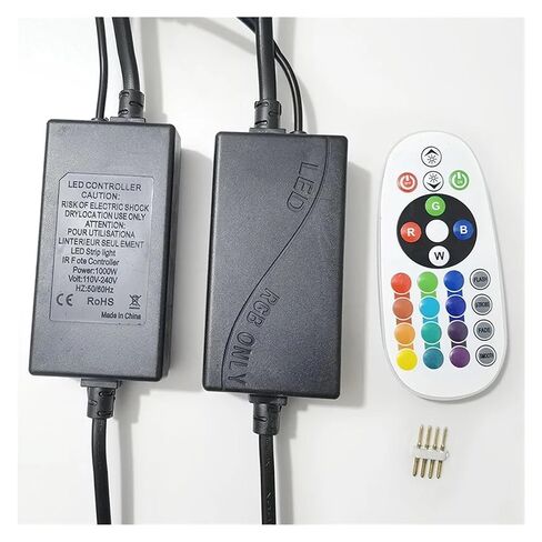 RGB LED Light Strip 1000W Remote Control 220V 16 Color Lights 4 Pin 11mm Connector 5050 24 Keys Controller Dimmer in Kuwait
