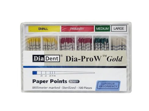 DiaDent Dia-PRO W Gold Paper Point MM Marked WAVEONE Gold (100/pk) Small (Yellow) in Kuwait