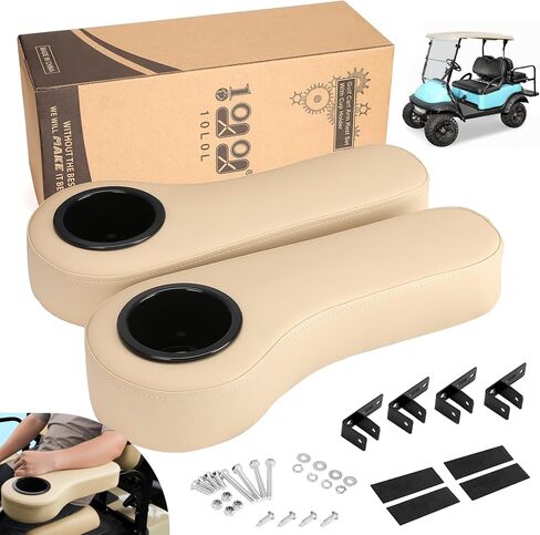 10L0L Golf Cart Rear Seat Kit Arm Rest Set with Cup Holder for Yamaha EZGO Club Car Golf Cart UV-Proof Coating Long Lasting, No Drilling Kits Include in Saudi Arabia