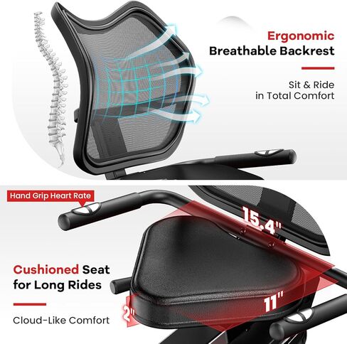 Recumbent Exercise Bike for Home, Stationary Bike with Arm Exerciser, 16-Level Magnetic Resistance, Bluetooth App, LCD Monitor, Heart Rate, Heavy-Duty Frame, Low-Impact Cardio & Physical Therapy, 450LBS Capacity in Kuwait