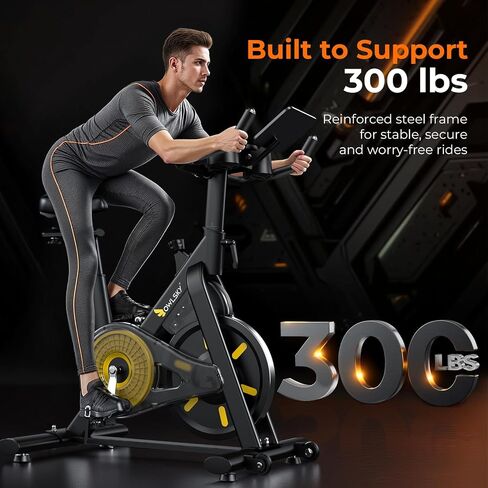 OWLSKY Exercise Bike with APP,Magnetic Resistance Bike, 300 lbs Capacity Quiet Stationary Bike for Home Gym, Cardio Bike Workout, Adjustable Seat & Tablet Holder in Kuwait